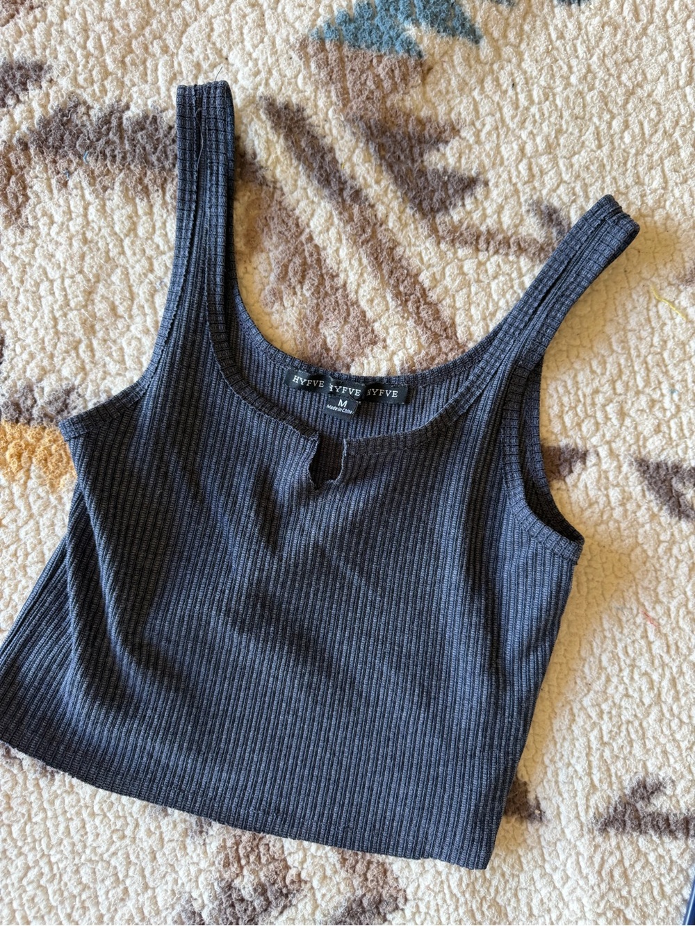 Ribbed Tank Crop Top in Charcoal -